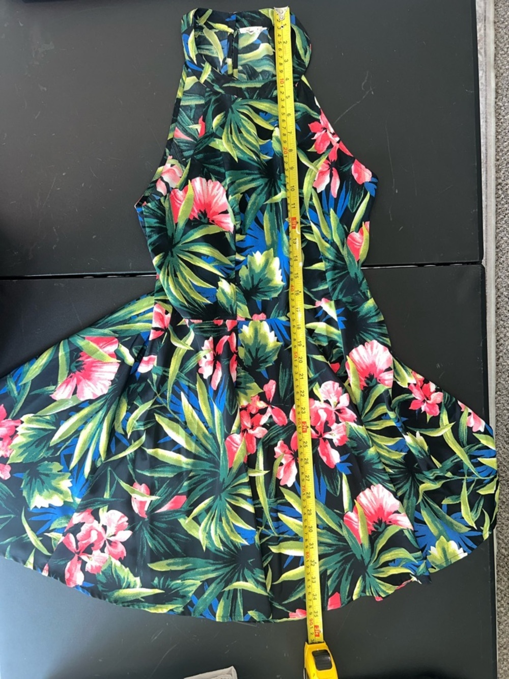 Hollister Women's Skater Summer Halter Dress Floral Peek A Boo Back Sz M - Picture 9 of 9
